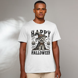 T-shirt Retro Happy Halloween Yorkie Illustration graphiqu