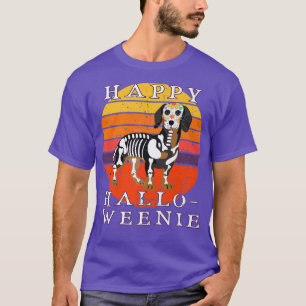 T-shirt Retro Happy Halloweenie Dachshund Halloween Weenie