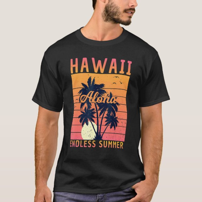 T-shirt Retro Hawaii Aloha Endless Summer Surfing F Été (Devant)