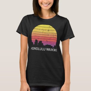 T-shirt Rétro Hawaii Honolulu Waikiki Skyline Vintage Urba
