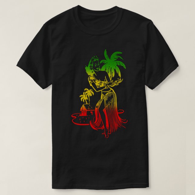 T-shirt Retro Hawaii Hula Danseuse (Design devant)