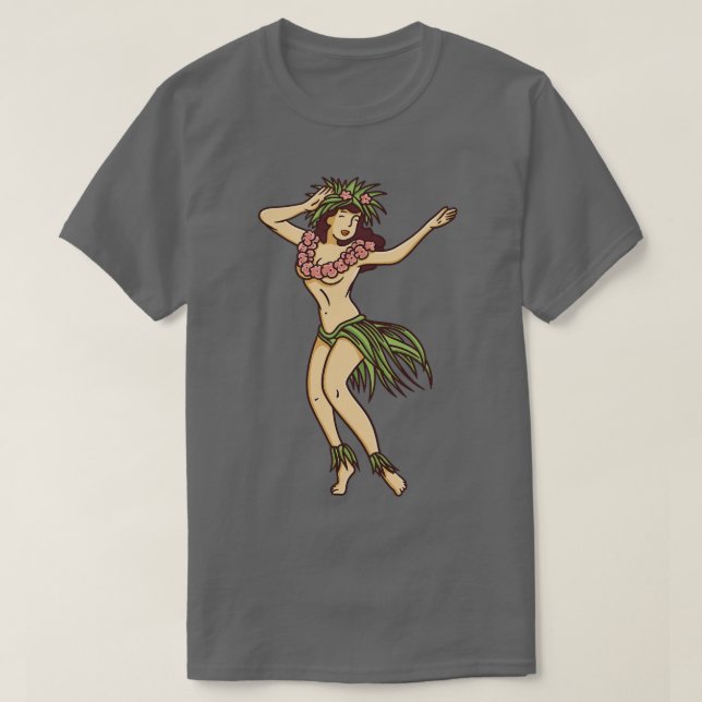 T-shirt Retro Hawaiian Hula Girl Dancer 1 (Design devant)