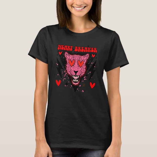 T-shirt Retro Heart Breaker Valentine's Day Tiger Love (Devant)