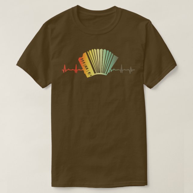 T-shirt Retro Heartbeat Piano Air Accordion Squeezebox Gi (Design devant)