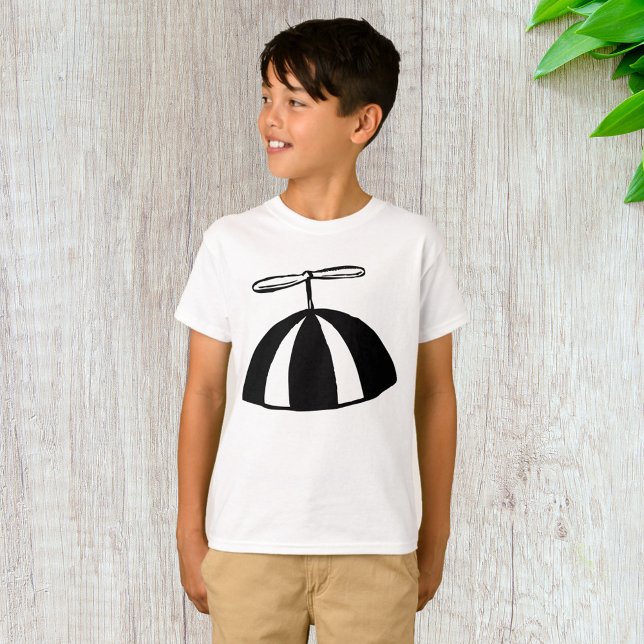 T-shirt Retro hélice Beanie Whimsical noir et blanc (Créateur téléchargé)