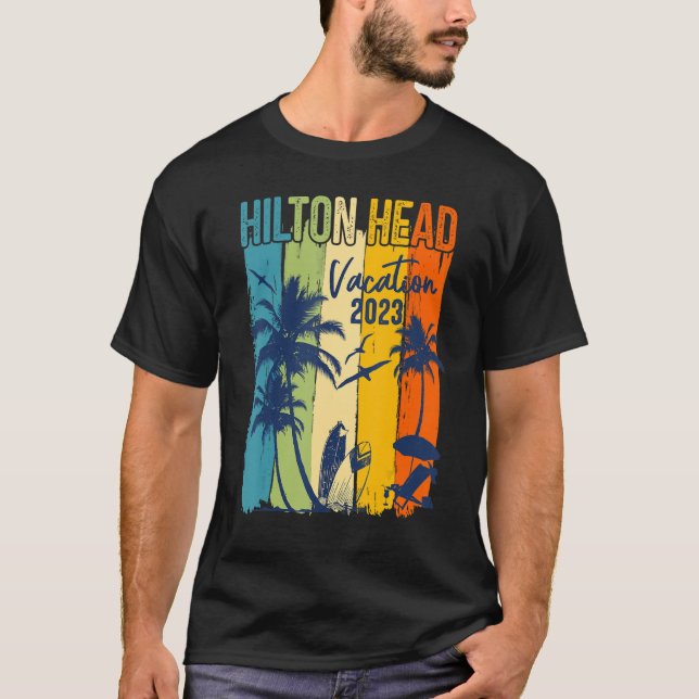 T-shirt Retro Hilton Head 2023 Vacances en famille en Caro (Devant)