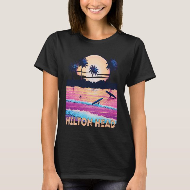 T-shirt Retro Hilton Head North Carolina Souvenir Surf (Devant)