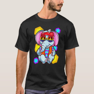 T-shirt Retro Hippie Paix Eléphant Aimer Animaux