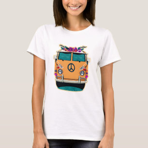 T-shirt Retro Hippie Van floral Vintages couleurs Art
