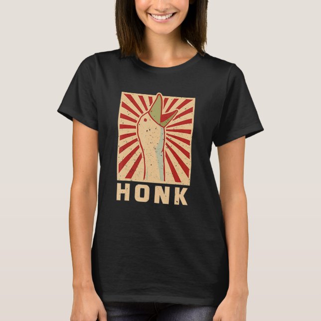 T-shirt Rétro Honk Drôle Goose Duck Hommes Femmes (Devant)