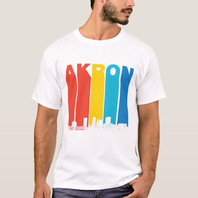 T-shirt Rétro horizon d'Akron Ohio (Devant)