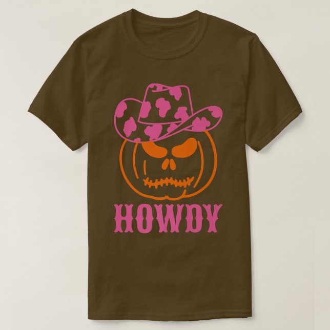 T-shirt Retro Howdy Citrouille Automne Automne Ouest Hallo (Design devant)