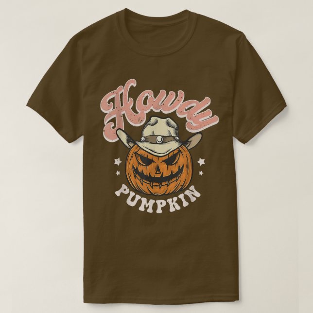 T-shirt Retro Howdy Citrouille Automne Automne Western Gho (Design devant)