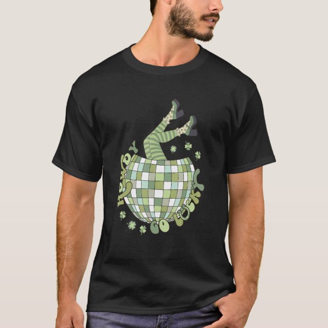 T-shirt Retro Howdy Go Lucky St Patricks Day Disco Ball Lu (Devant)