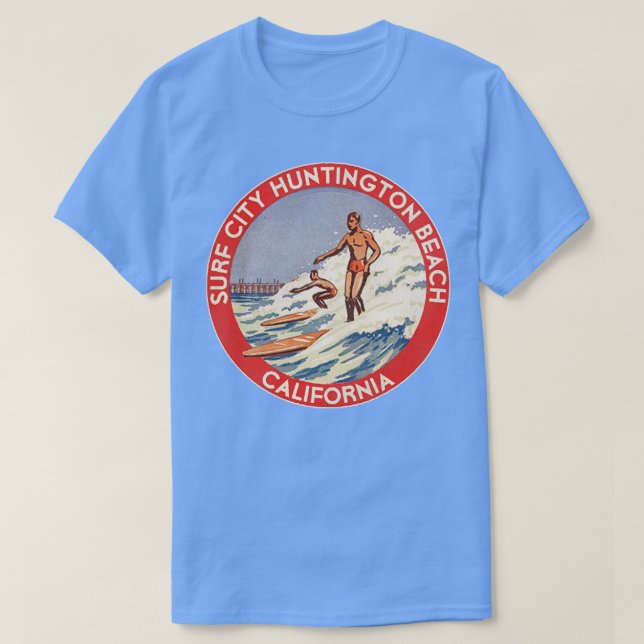 T-shirt Retro Huntington Beach CA les années 70 Surf City  (Design devant)
