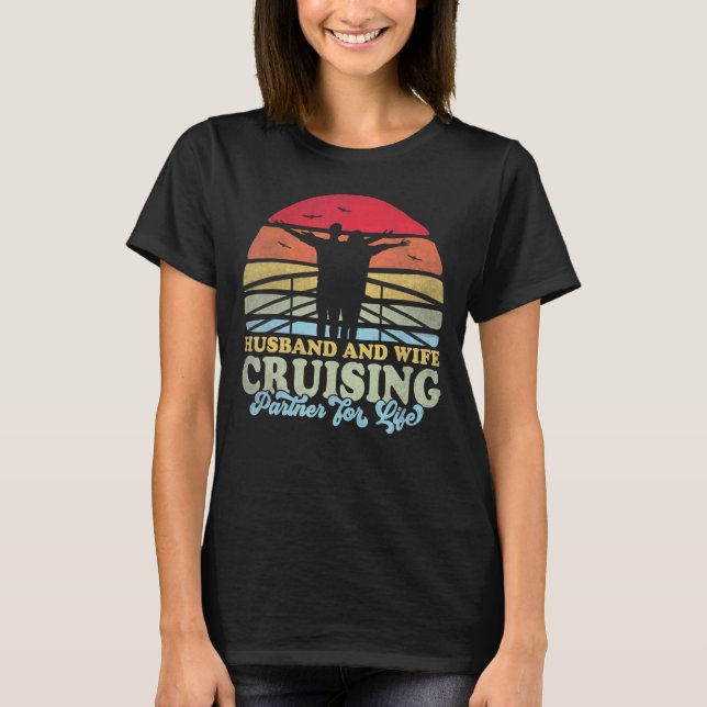 T-shirt Retro Husband et épouses partenaires de croisière  (Devant)
