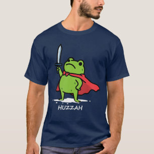T-shirt Rétro Huzzah Grenouille Chevalier Épée Drôle Mème