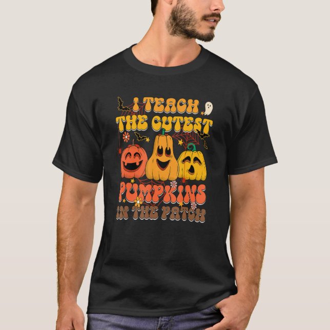 T-shirt Retro I Enseigner Les Citrouilles Les Plus Couvert (Devant)