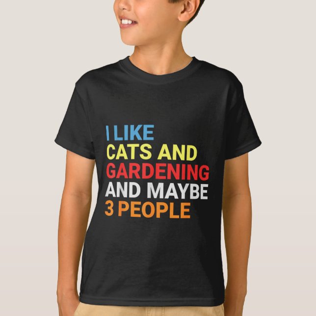 T-shirt Retro I Like Cats And Gardening Lover Plant Funny  (Devant)