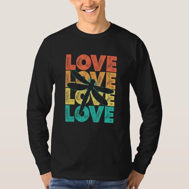 T-shirt Retro I Love Dragonfly Idea For Insect (Devant)