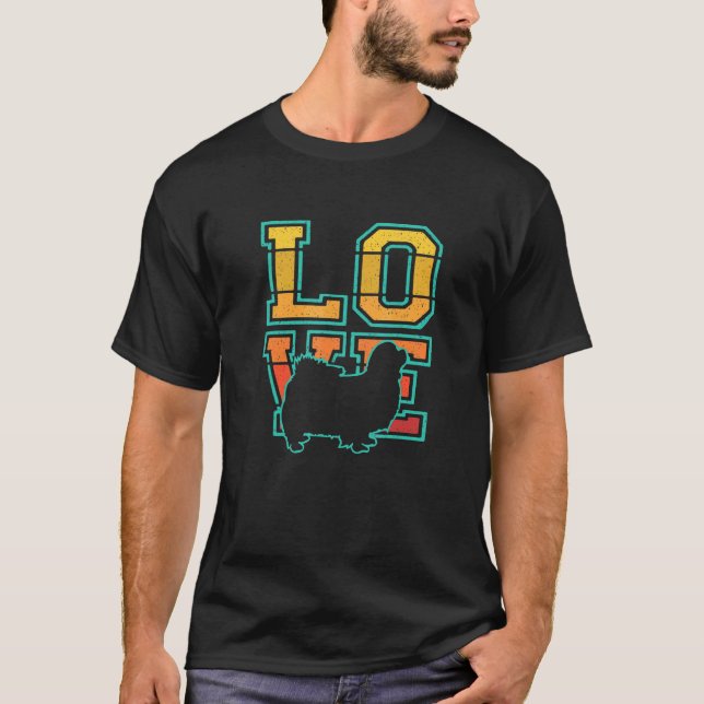 T-shirt Retro I Love My Tibetan Spaniel Dog Theme Design (Devant)