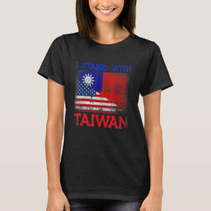 T-shirt Retro I Stand Avec Taïwan Drapeau Demi Américain T