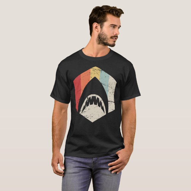 T-shirt Rétro icône les années 70 grande de requin blanc (Devant entier)