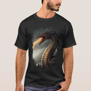 T-shirt Rétro-imprimer Loch Ness Monster the Fire Brething