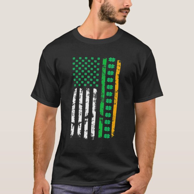 T-shirt Retro Irish American Flag Distressed Flag St Patri (Devant)