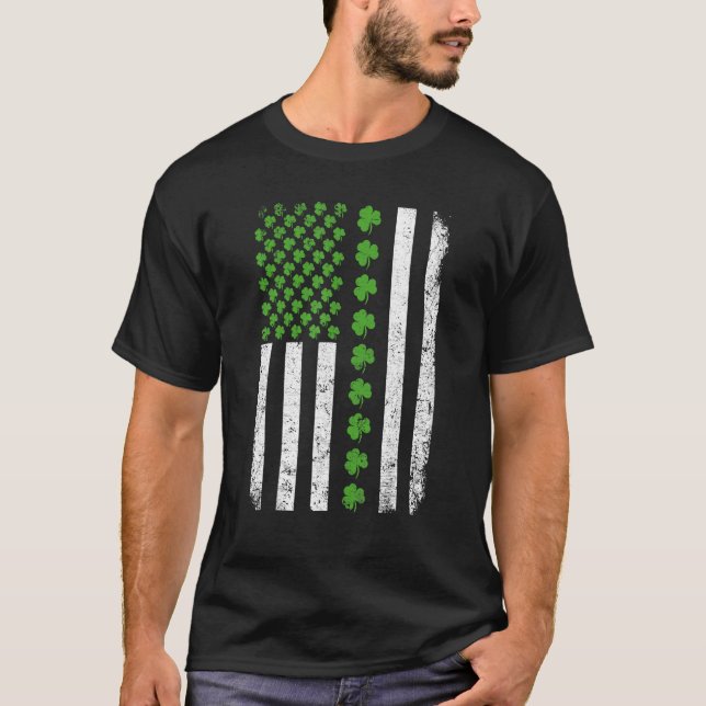 T-shirt Retro Irish American Flag Distressed Flag St Patri (Devant)
