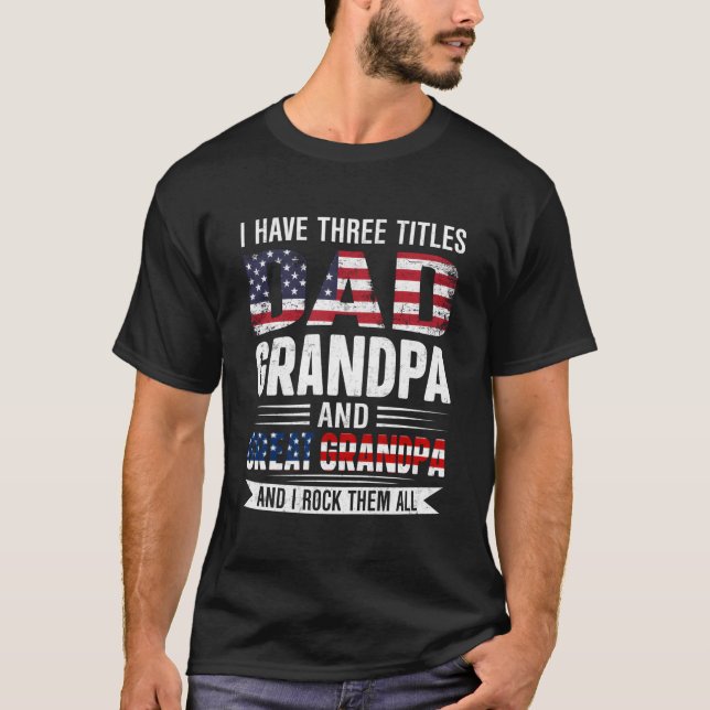 T-shirt Retro J'Ai Trois Titres Papa Grand-Père Grand-Père (Devant)