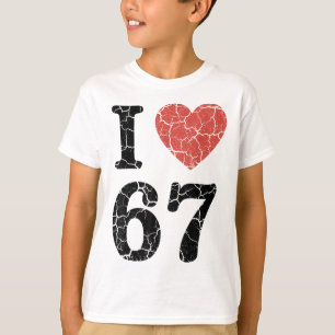 T-shirt Rétro J'aime 67 Cœur Numéro 67 Drôle Mème Six Sept