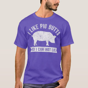 T-shirt Retro J'Aime Les Boutons De Cochon & Je Ne Peux Pa