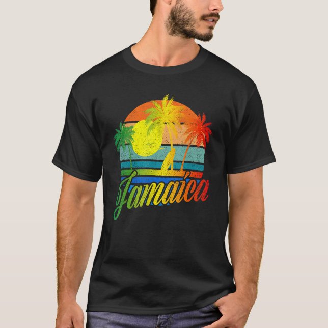 T-shirt Retro Jamaïque Summer Beach Vacances Pour Hommes F (Devant)