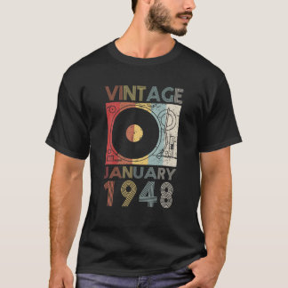 T-shirt Rétro Janvier 1948 T 74E Cadeau Anniversaire 74 An