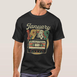 T-shirt Retro Janvier 1949 Bande de cassette 73E Anniversa
