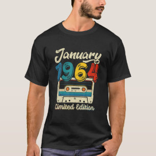 T-shirt Rétro Janvier 1964 Bande De Cassette 58E Anniversa