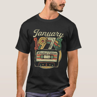 T-shirt Rétro Janvier 1973 Bande De Cassette 49E Anniversa