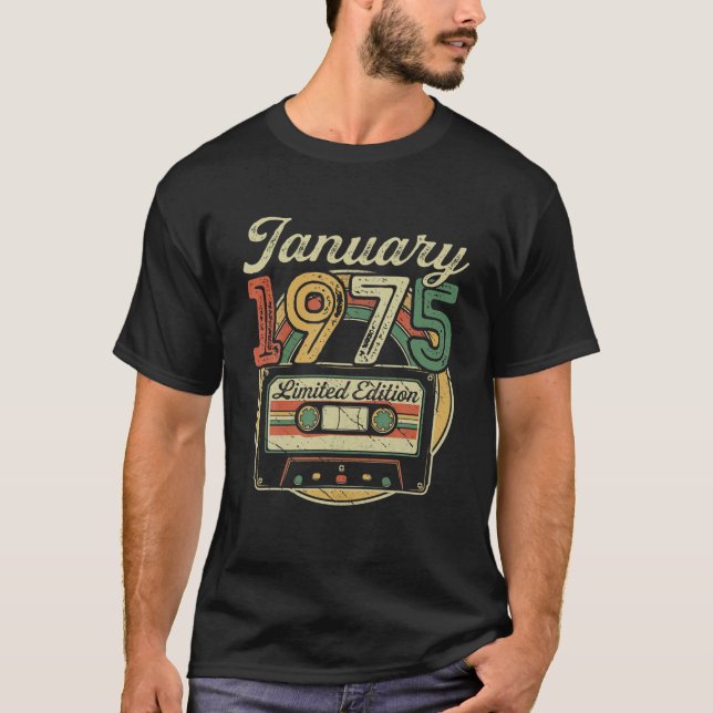 T-shirt Rétro Janvier 1975 Bande De Cassette 47E Anniversa (Devant)