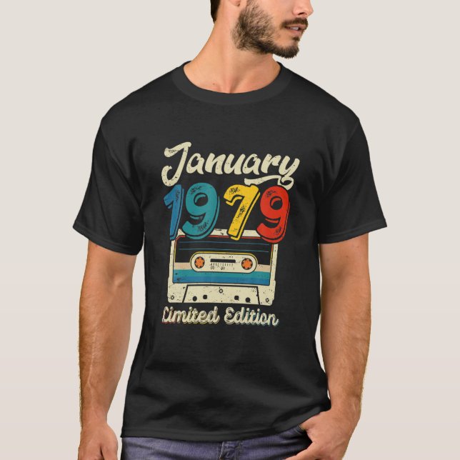 T-shirt Retro Janvier 1979 Bande de cassette 43E Anniversa (Devant)