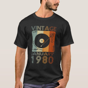 T-shirt Rétro Janvier 1980 T 42E Cadeau Anniversaire 42 An