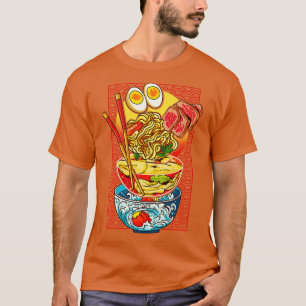 T-shirt Rétro Japonais Kawaii Ramen Hommes Enfants Femmes