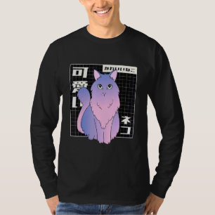 T-shirt Rétro Japonais Vaporwave Cat 90s esthétique