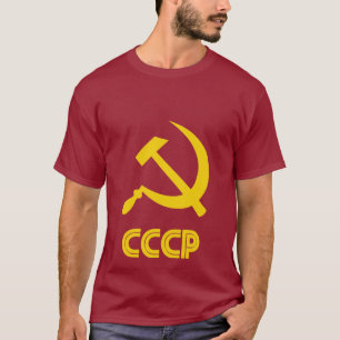 T-shirt Rétro jaune soviétique sur la pièce en t rouge