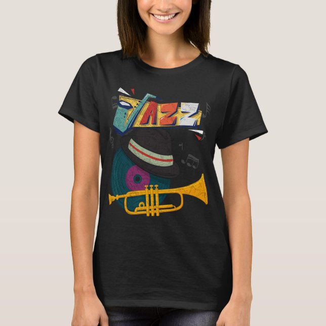T-shirt Retro Jazz Trumpets Funny Player Music Festival Ne (Devant)