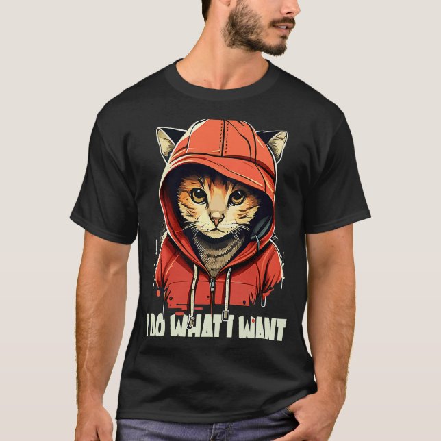 T-shirt Retro Je fais ce que je veux tee chaton (Devant)