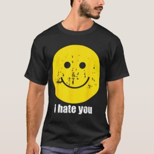 T-shirt Rétro je te déteste visage avec sourire drôle