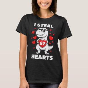 T-shirt Rétro Je vole 67 cœurs 67 Saint-Valentin Dinosaure