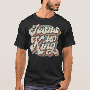 T-shirt Retro Jésus Est Le Roi Bible Chrétienne Hommes Rel