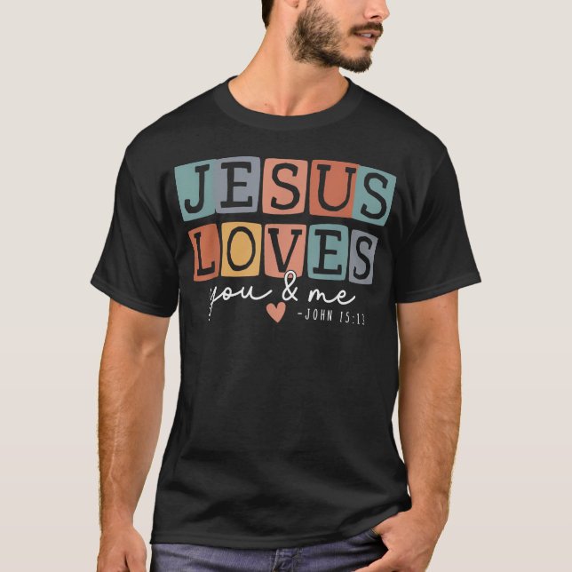 T-shirt Rétro Jésus Vous Aime Et (Devant)